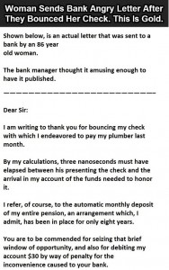 Woman Sends Bank Angry Letter After They Bounced Her Check Talk Cock Sing Song