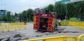 SCDF fire engine stuck at VivoCity Talk Cock Sing Song