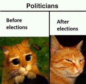 Politicians Before and After Elections Talk Cock Sing Song