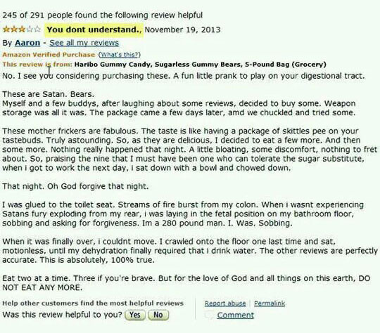 Funny Amazon Haribo Gummy Bear Reviews Talk Cock Sing Song