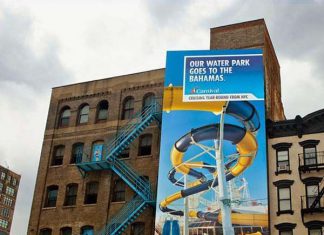 Carnival Cruise Line Fire Escape Stairs Billboard Ad Talk Cock Sing Song