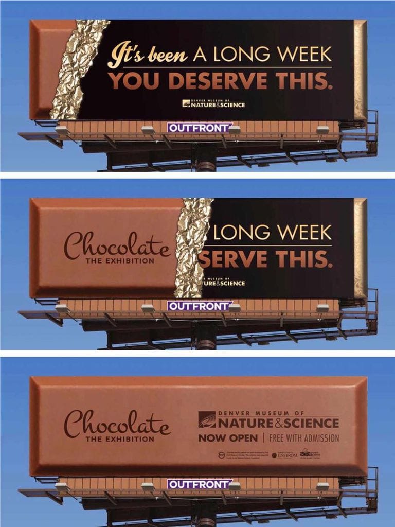 Denver Museum of Nature & Science Chocolate Exhibition Billboard Ads Talk Cock Sing Song