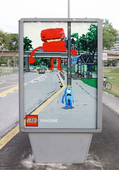 LEGO Creative Bus-stop Ad in Singapore Talk Cock Sing Song