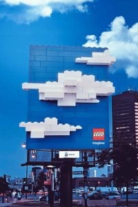 LEGO White 3D Clouds Billboard Ad Talk Cock Sing Song