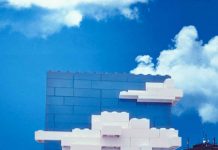 LEGO White 3D Clouds Billboard Ad Talk Cock Sing Song