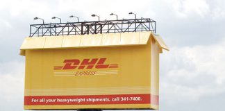 DHL Express Box Billboard Ad Talk Cock Sing Song